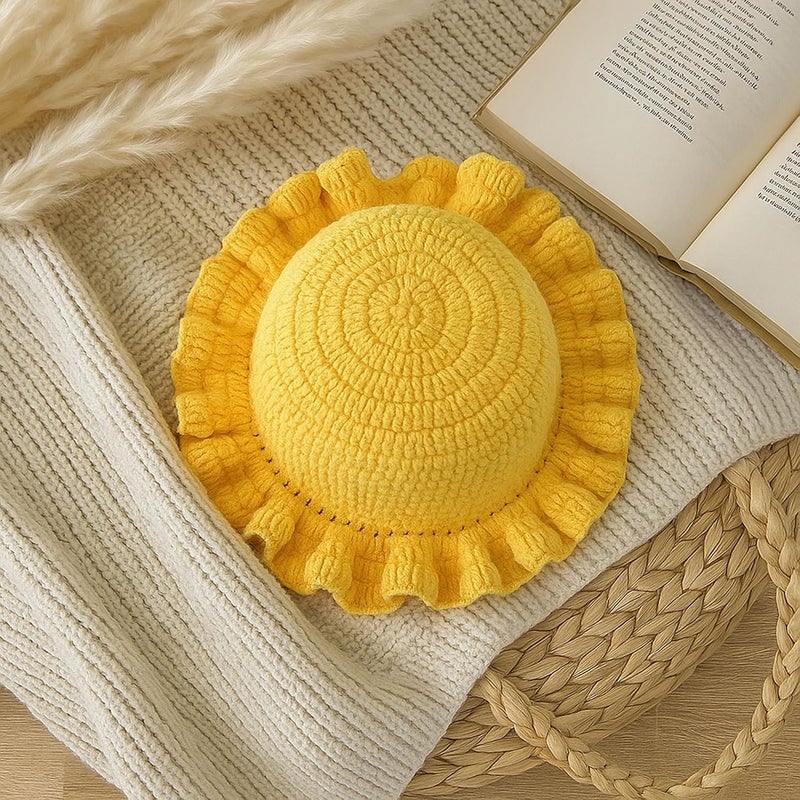 Ahouws Crochet Bucket Hat Women Trendy Knit Floppy Cap Cute Boho Handmade Beanies Outdoor Boho Travel Fishing Hat - Image 3